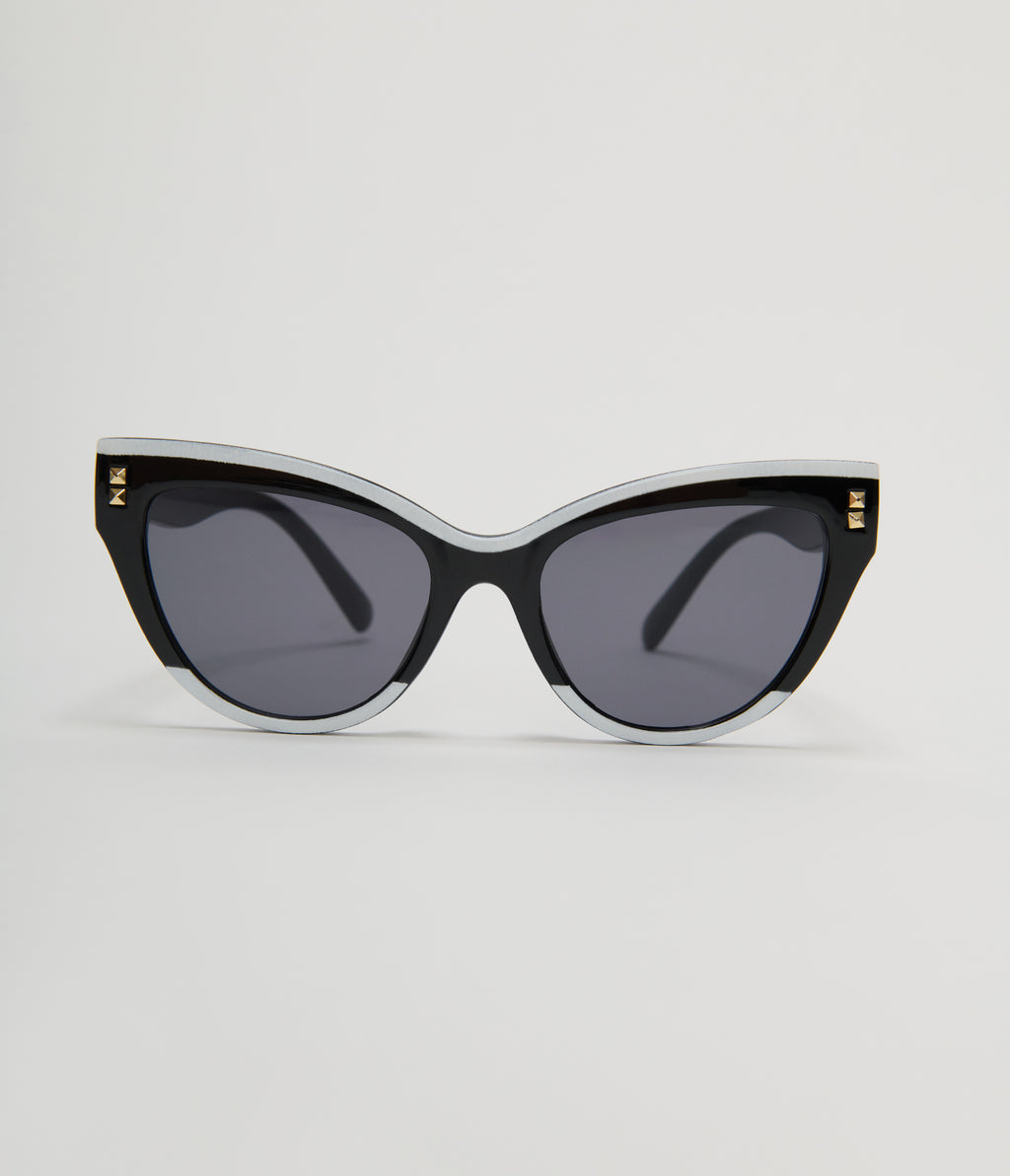 Unique Vintage Black & White Translucent Cat Eye Sunglasses