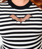 Smak Parlour Plus Size Black & White Striped Bat Cutout Sweater