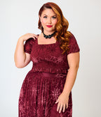 Smak Parlour Plus Size Burgundy Spider Web Burnout Crop Top