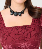 Smak Parlour Burgundy Spider Web Burnout Crop Top