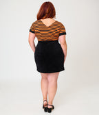 Smak Parlour Plus Size Black Cat & Pumpkin Pocket Mini Skirt
