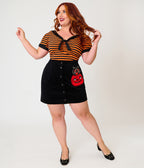 Smak Parlour Plus Size Black Cat & Pumpkin Pocket Mini Skirt