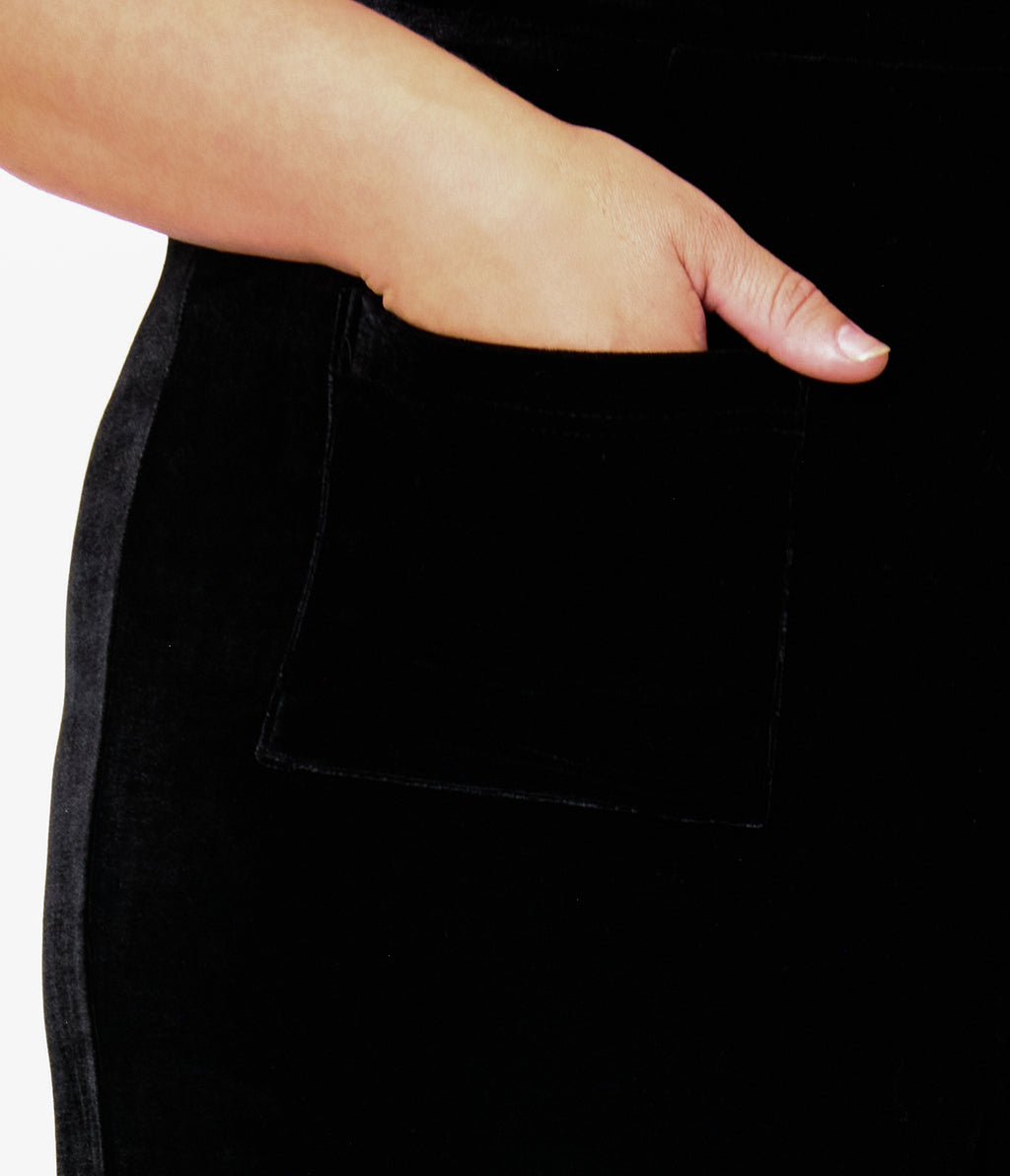 Smak Parlour Plus Size Black Velvet Wide Leg Trousers