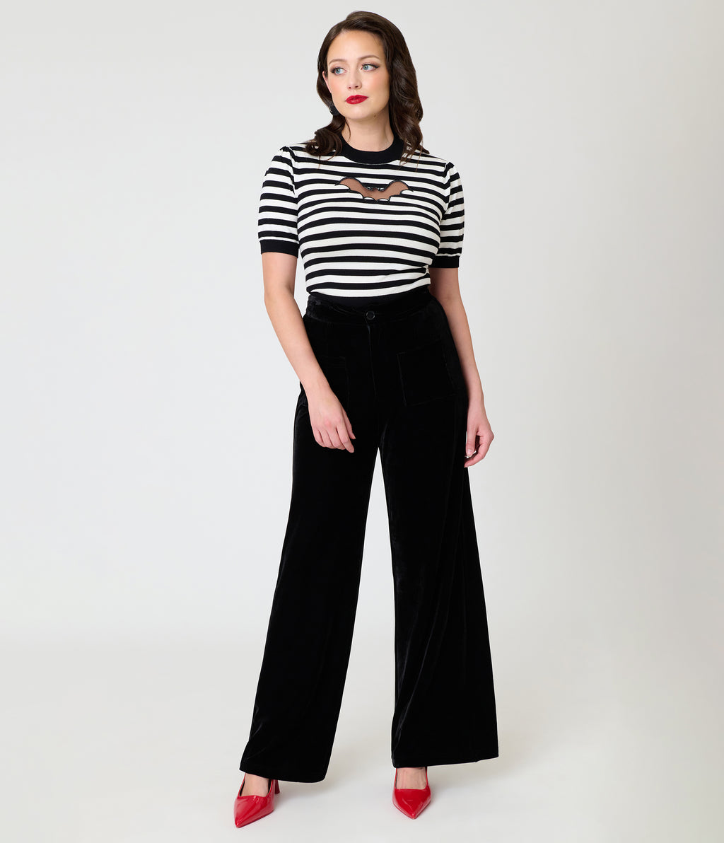 Smak Parlour Black Velvet Wide Leg Trousers
