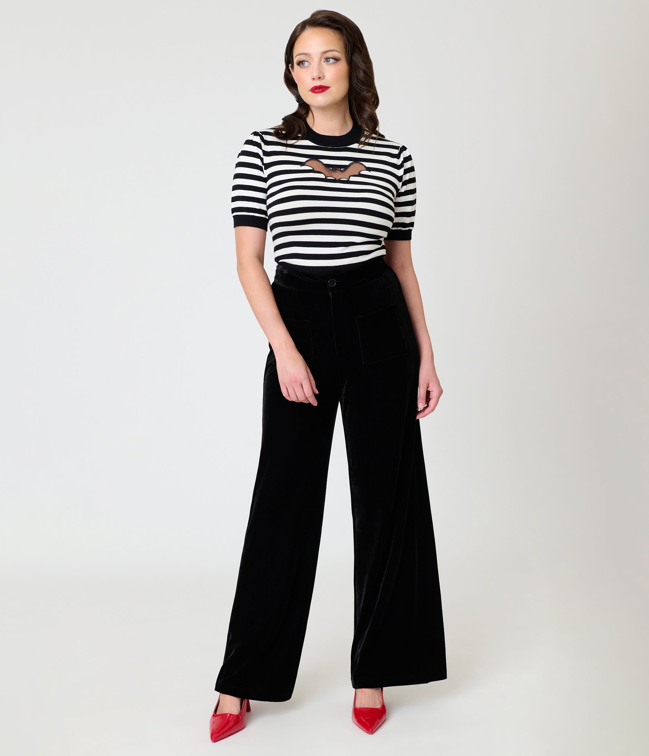 Smak Parlour Black Velvet Wide Leg Trousers