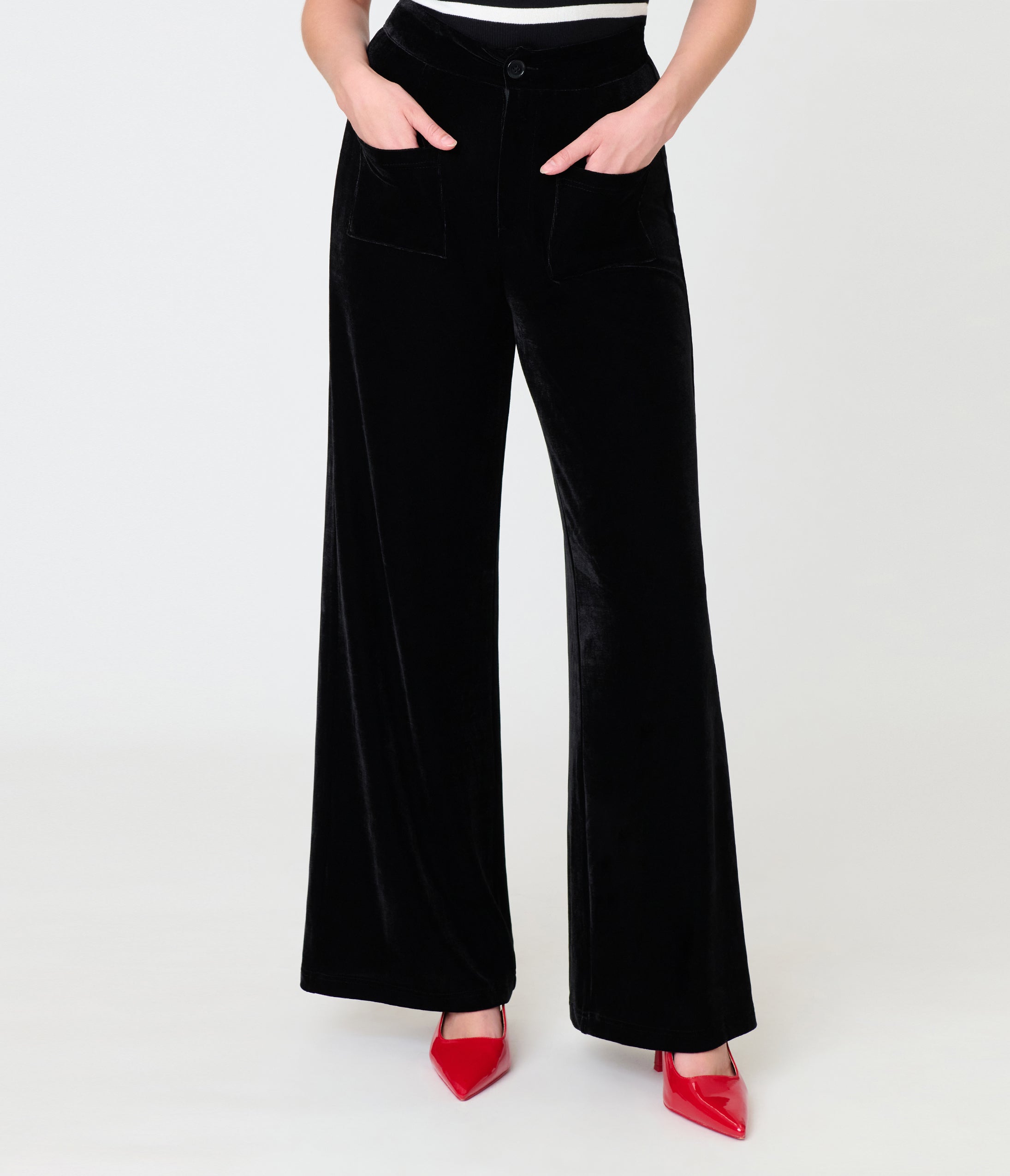 Smak Parlour Black Velvet Wide Leg Trousers