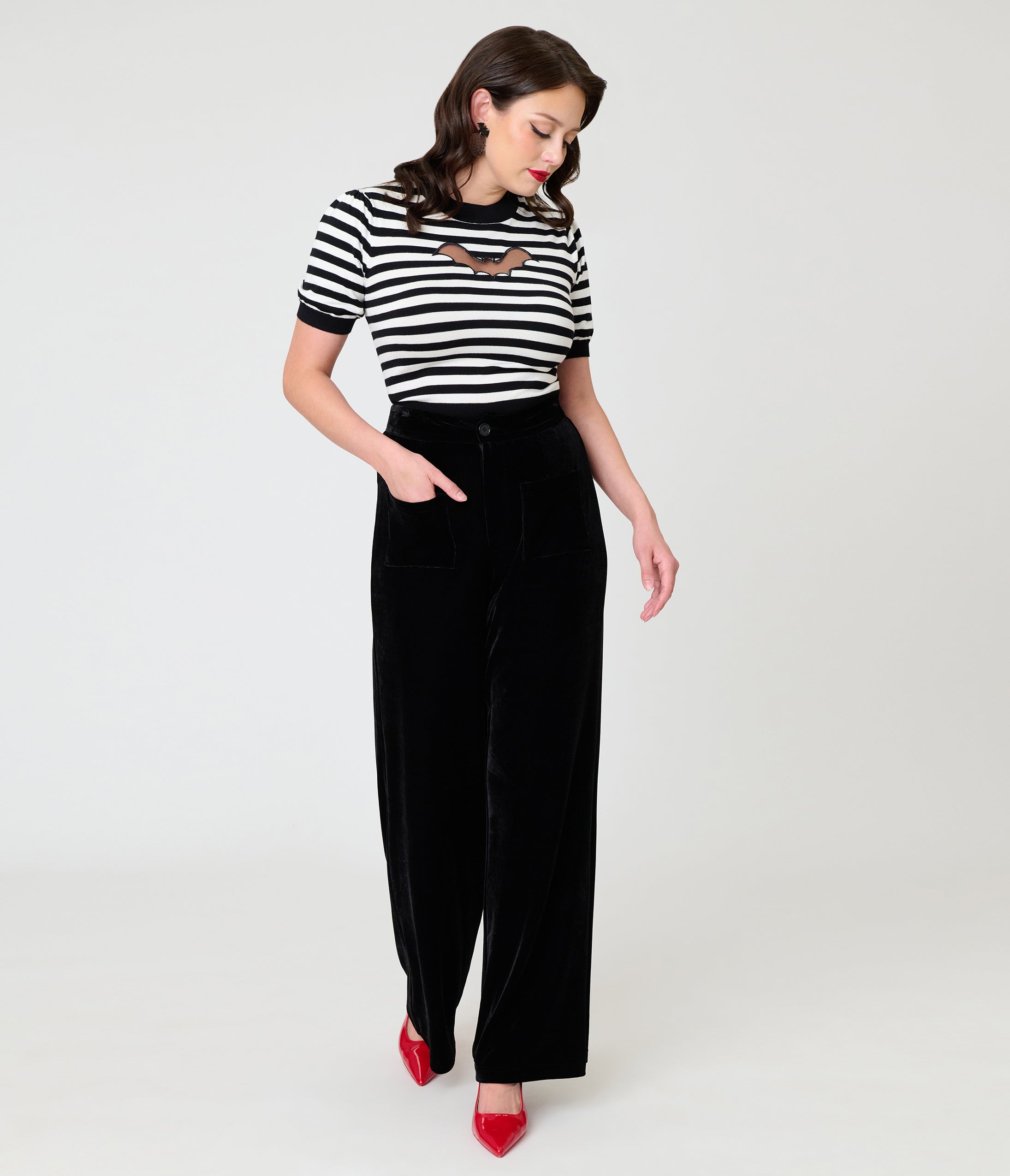 Smak Parlour Black Velvet Wide Leg Trousers