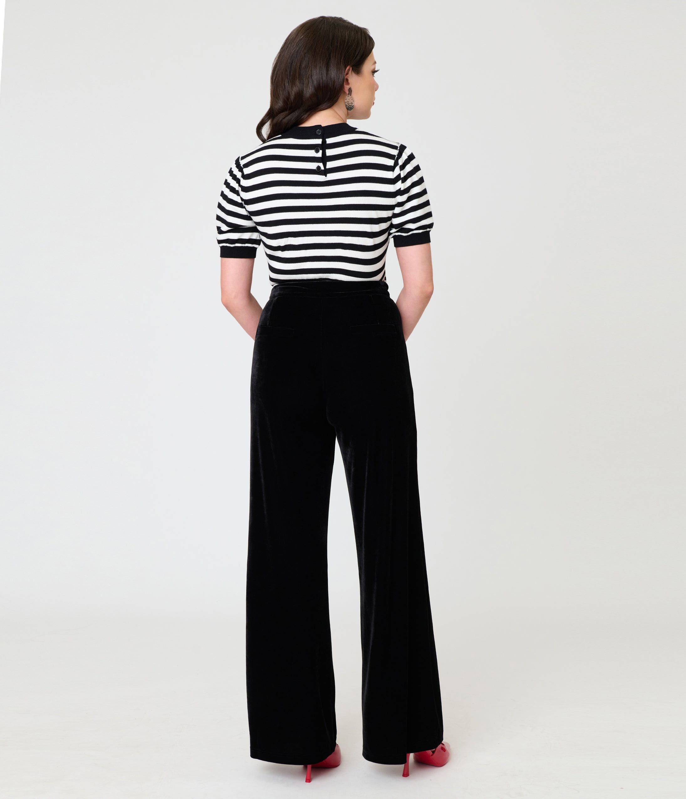 Smak Parlour Black Velvet Wide Leg Trousers