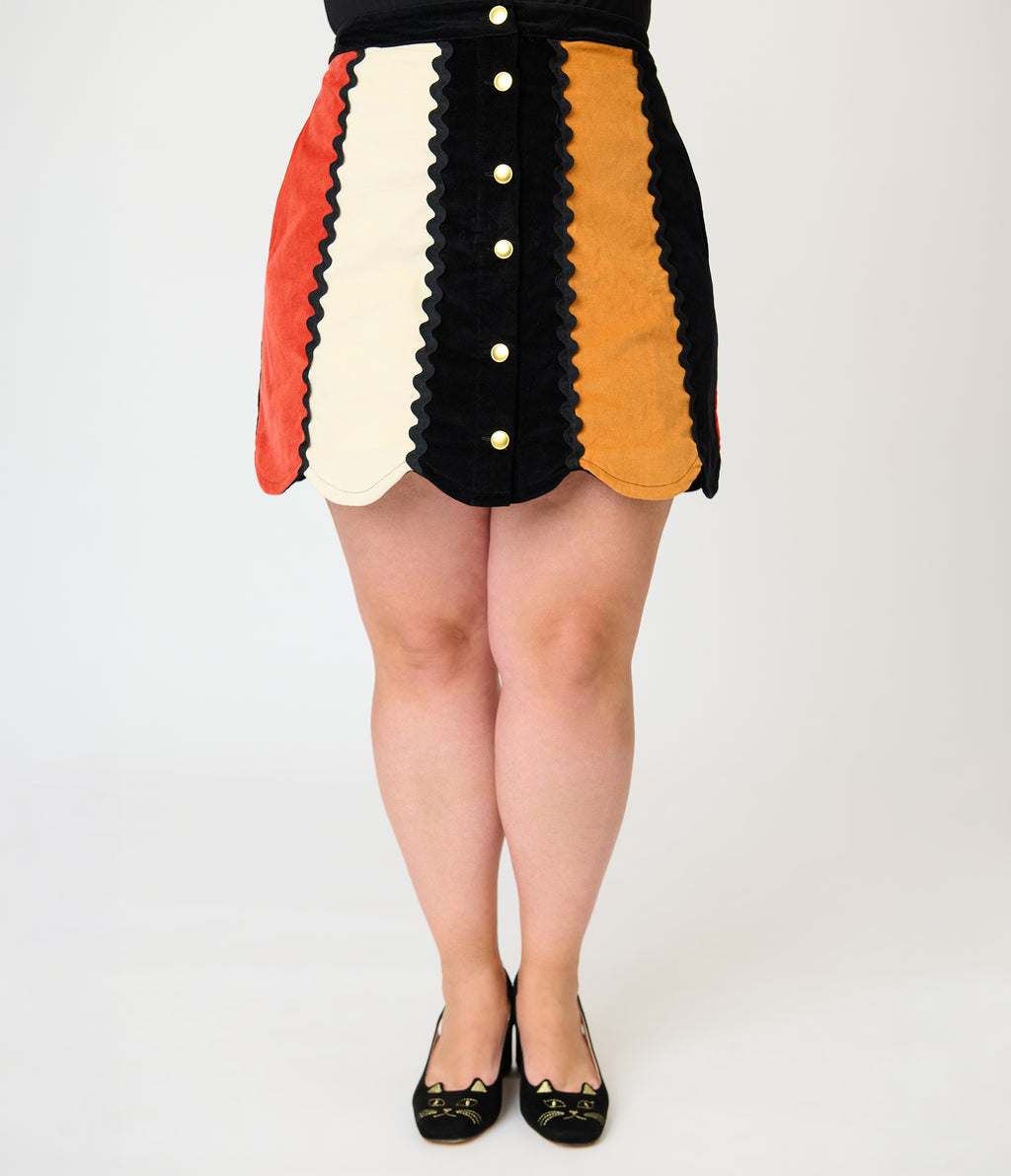 Smak Parlour Plus Size Candy Corn Stripe Corduroy Mini Skirt