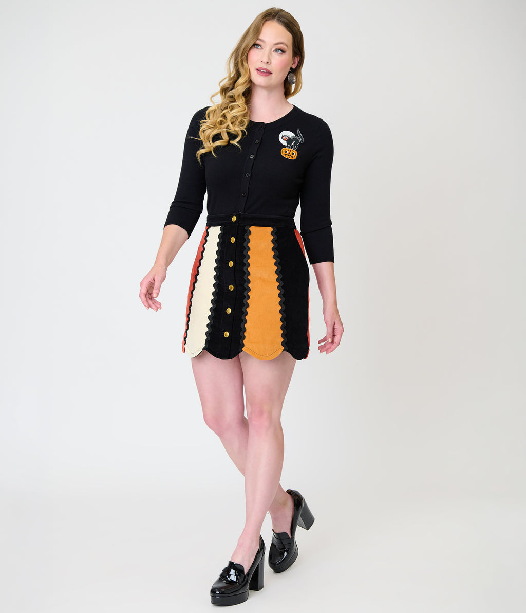Smak Parlour Candy Corn Stripe Corduroy Mini Skirt
