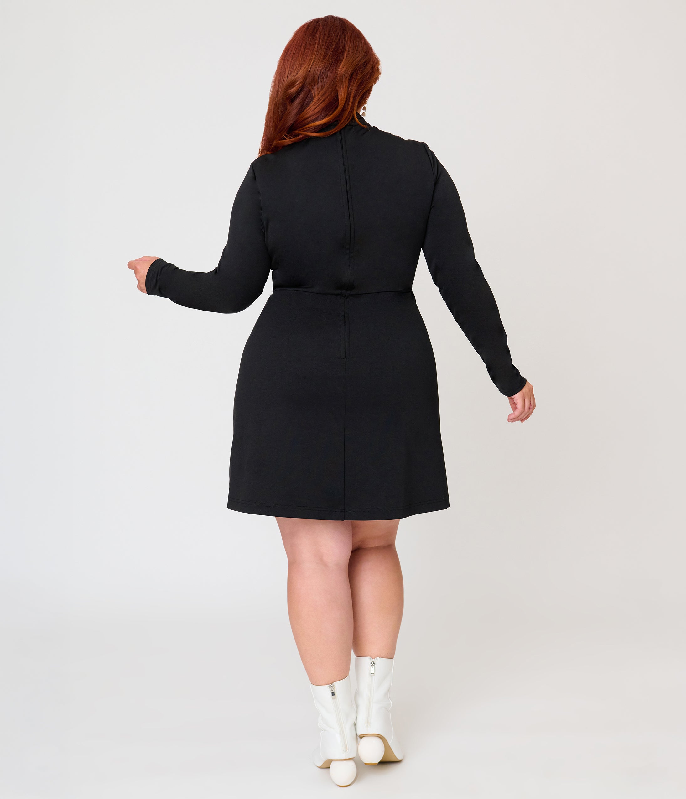 Smak Parlour Plus Size Black Glow in the Dark Skeleton Mock Turtleneck Fit & Flare Lori Dress
