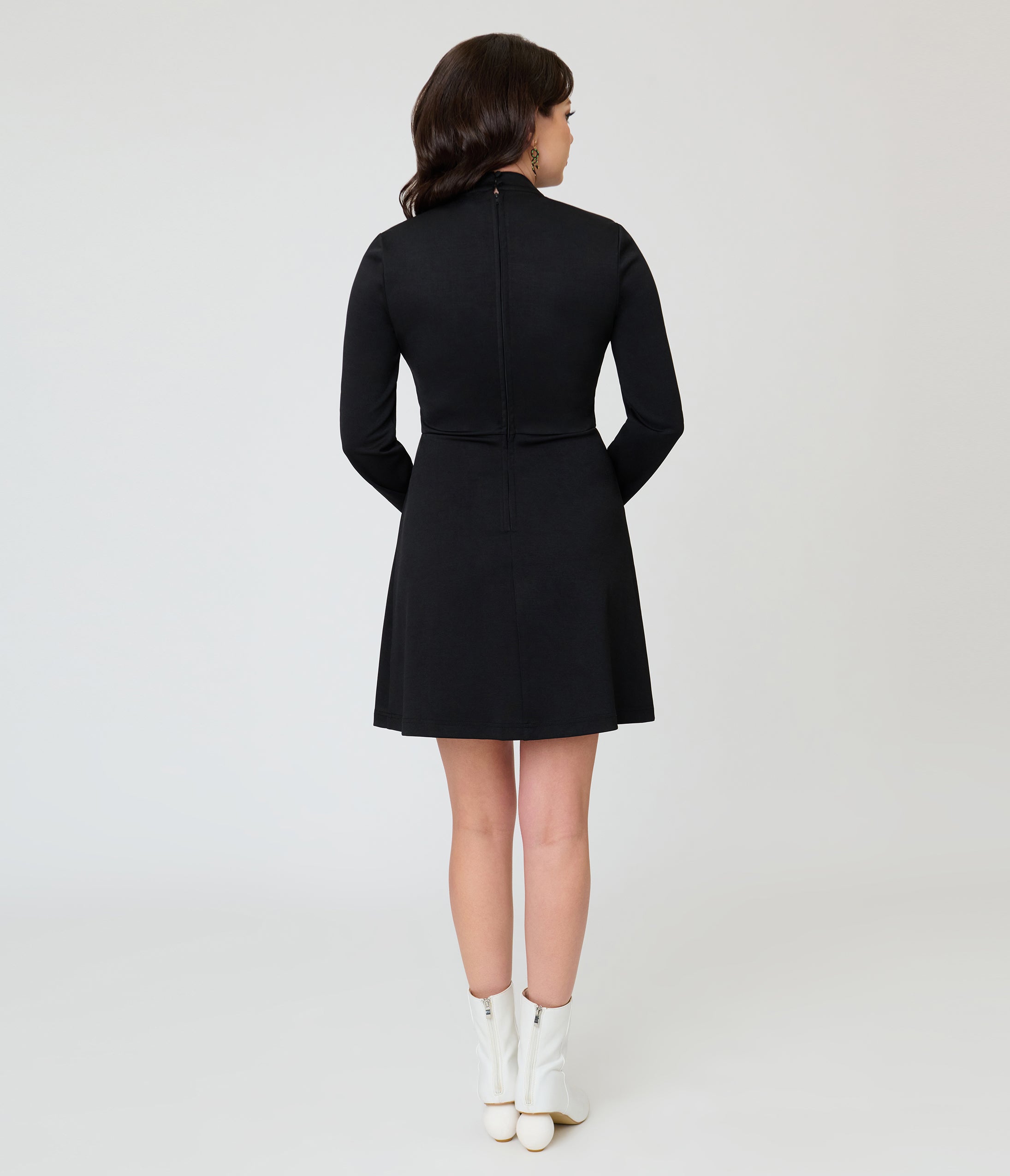 Smak Parlour Black Glow in the Dark Skeleton Mock Turtleneck Fit & Flare Lori Dress