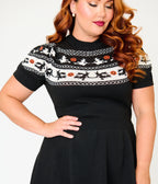 Smak Parlour Plus Size Black Witch Fair Isle Tammy Flare Dress