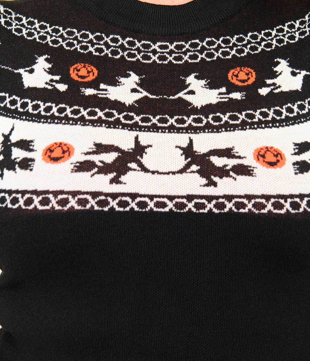 Smak Parlour Plus Size Black Witch Fair Isle Tammy Flare Dress
