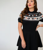 Smak Parlour Black Witch Fair Isle Tammy Flare Dress