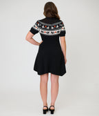 Smak Parlour Black Witch Fair Isle Tammy Flare Dress