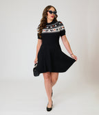 Smak Parlour Black Witch Fair Isle Tammy Flare Dress