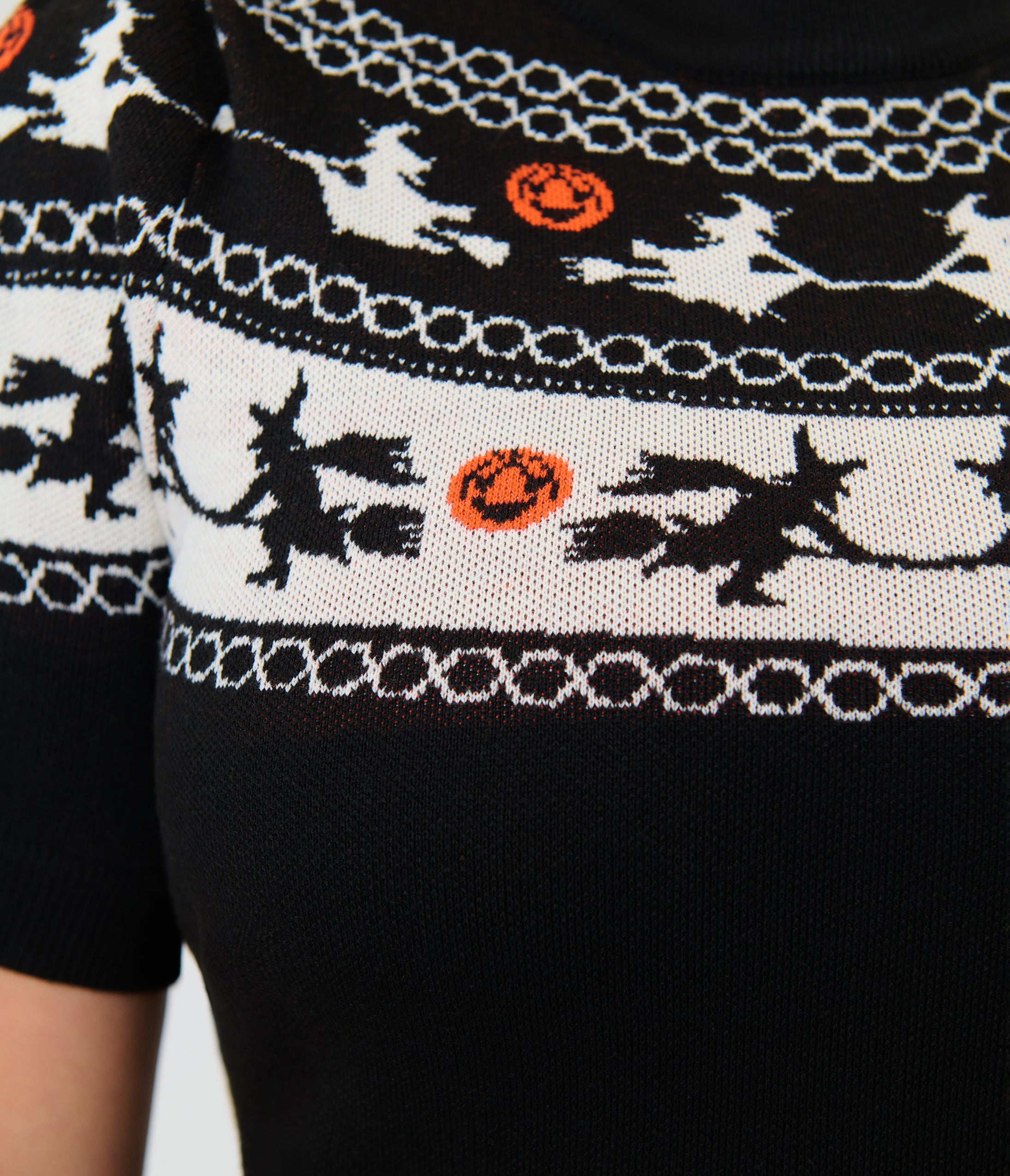 Smak Parlour Black Witch Fair Isle Tammy Flare Dress
