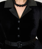 Unique Vintage Black Velvet Peplum Cooper Suit Dress