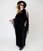 Unique Vintage Black Velvet Moon Cutout Fringe Sleeve Dionne Caftan