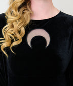 Unique Vintage Black Velvet Moon Cutout Fringe Sleeve Dionne Caftan