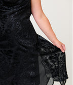 Unique Vintage Plus Size Black Velvet Burnout Hemingway Flapper Dress
