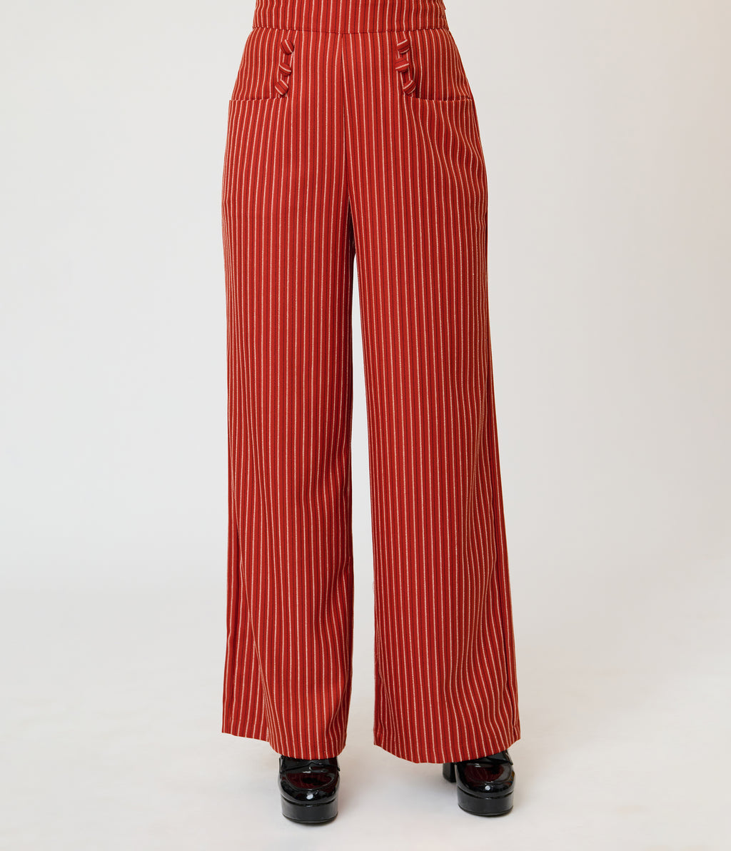 Unique Vintage Orange Pinstripe Sailor Ginger Pants