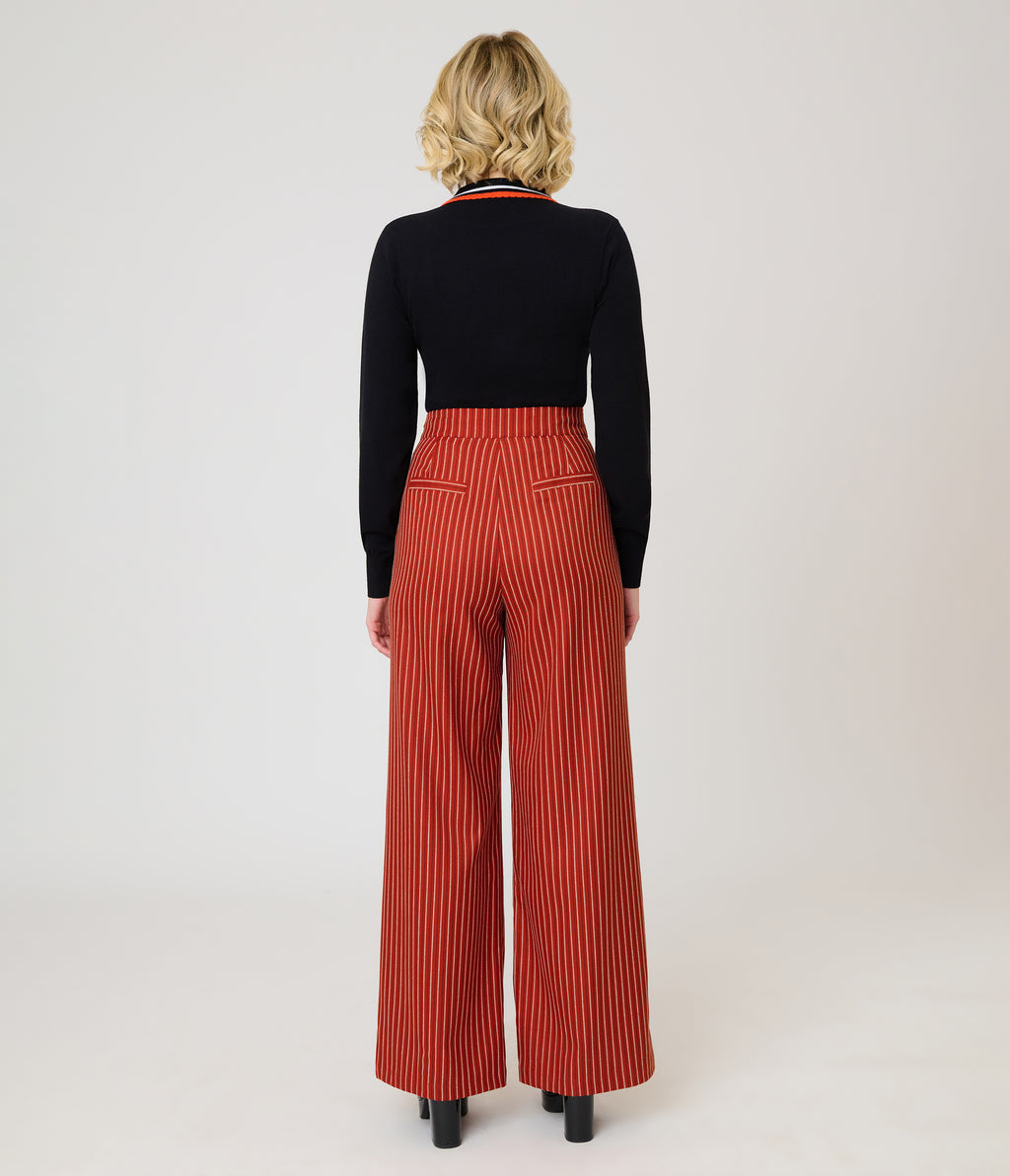 Unique Vintage Orange Pinstripe Sailor Ginger Pants