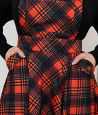 Unique Vintage Orange Plaid Brionne Pinafore Skirt