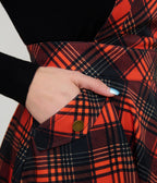 Unique Vintage Orange Plaid Brionne Pinafore Skirt