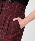 Unique Vintage Burgundy Windowpane Thelma Suspender Pants