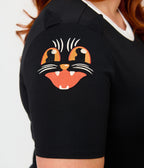 Unique Vintage Plus Size Black Cat Detail Back to Basics Top