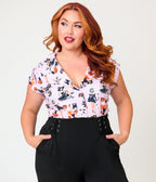 Unique Vintage Plus Size Lavender Pinup Witch Twill Sleeveless Blouse