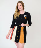 Unique Vintage Black Cat & Pumpkin Embroidered  Cardigan
