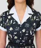 Unique Vintage Black Ouija Print Alexis Swing Dress