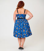 Unique Vintage Plus Size Navy Pinup Witch Rachel Swing Dress