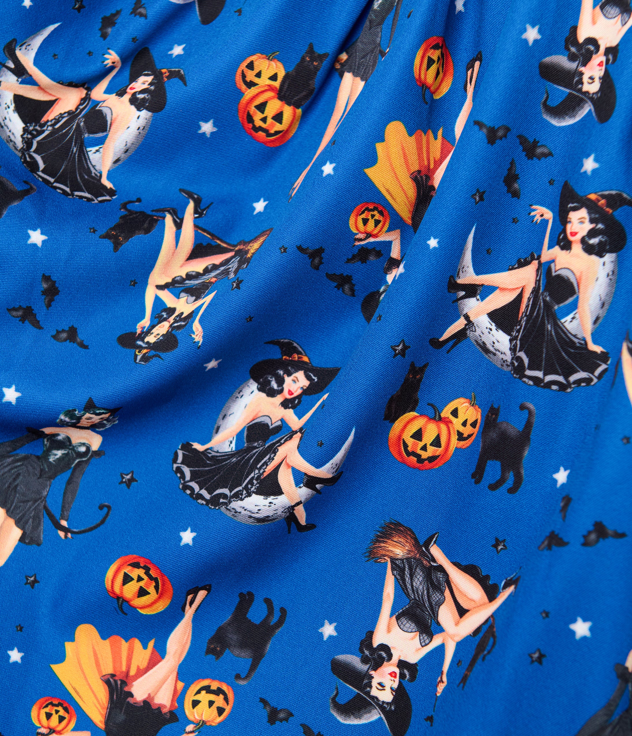 Unique Vintage Plus Size Navy Pinup Witch Rachel Swing Dress