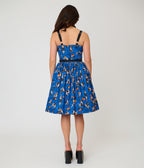 Unique Vintage Navy Pinup Witch Rachel Swing Dress