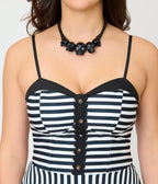 Unique Vintage Black & White Stripe Sweetheart Betty Swing Dress