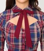 Unique Vintage Blue & Burgundy Plaid Bonnie Swing Dress