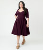Unique Vintage Plus Size Eggplant Lamar Swing Dress