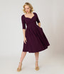 Unique Vintage Eggplant Lamar Swing Dress