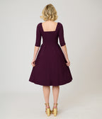 Unique Vintage Eggplant Lamar Swing Dress
