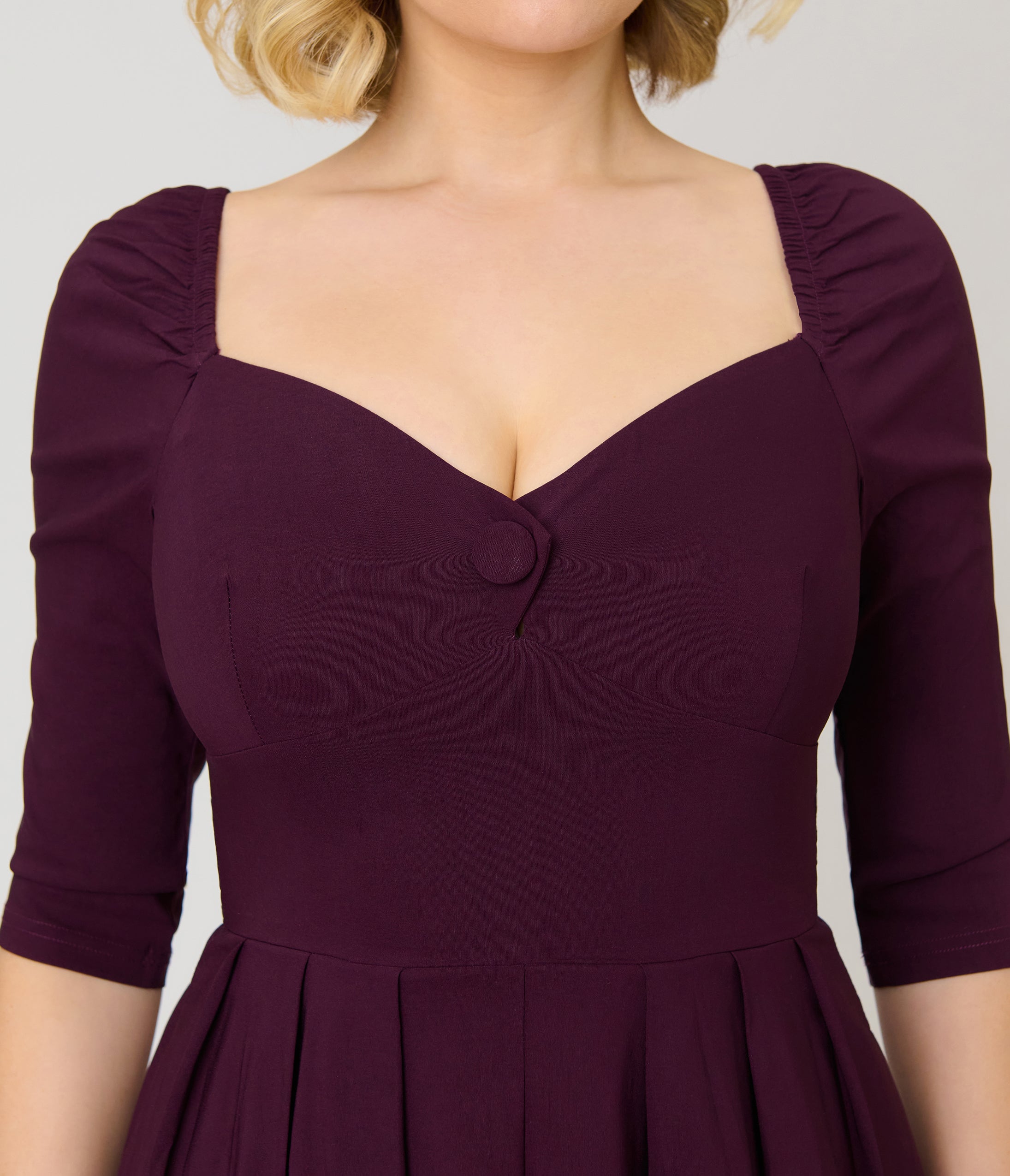 Unique Vintage Eggplant Lamar Swing Dress