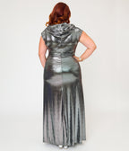 Unique Vintage Plus Size Silver Metallic Hooded Vera Maxi Dress