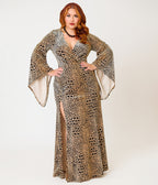 Unique Vintage Plus Size Leopard Velvet Peggy Maxi Dress