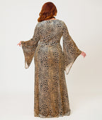 Unique Vintage Plus Size Leopard Velvet Peggy Maxi Dress