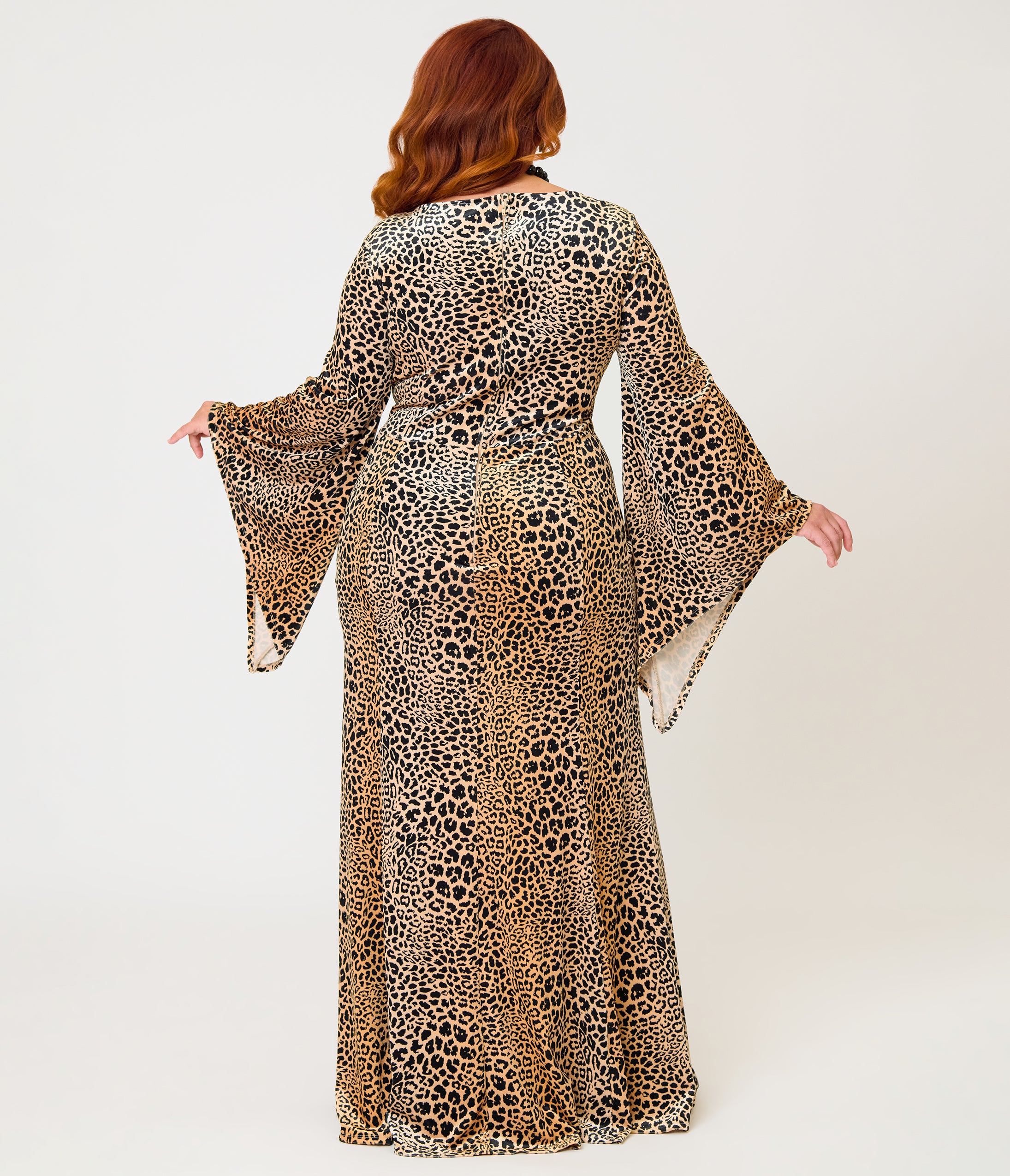Unique Vintage Plus Size Leopard Velvet Peggy Maxi Dress