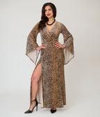 Unique Vintage Leopard Velvet Peggy Maxi Dress