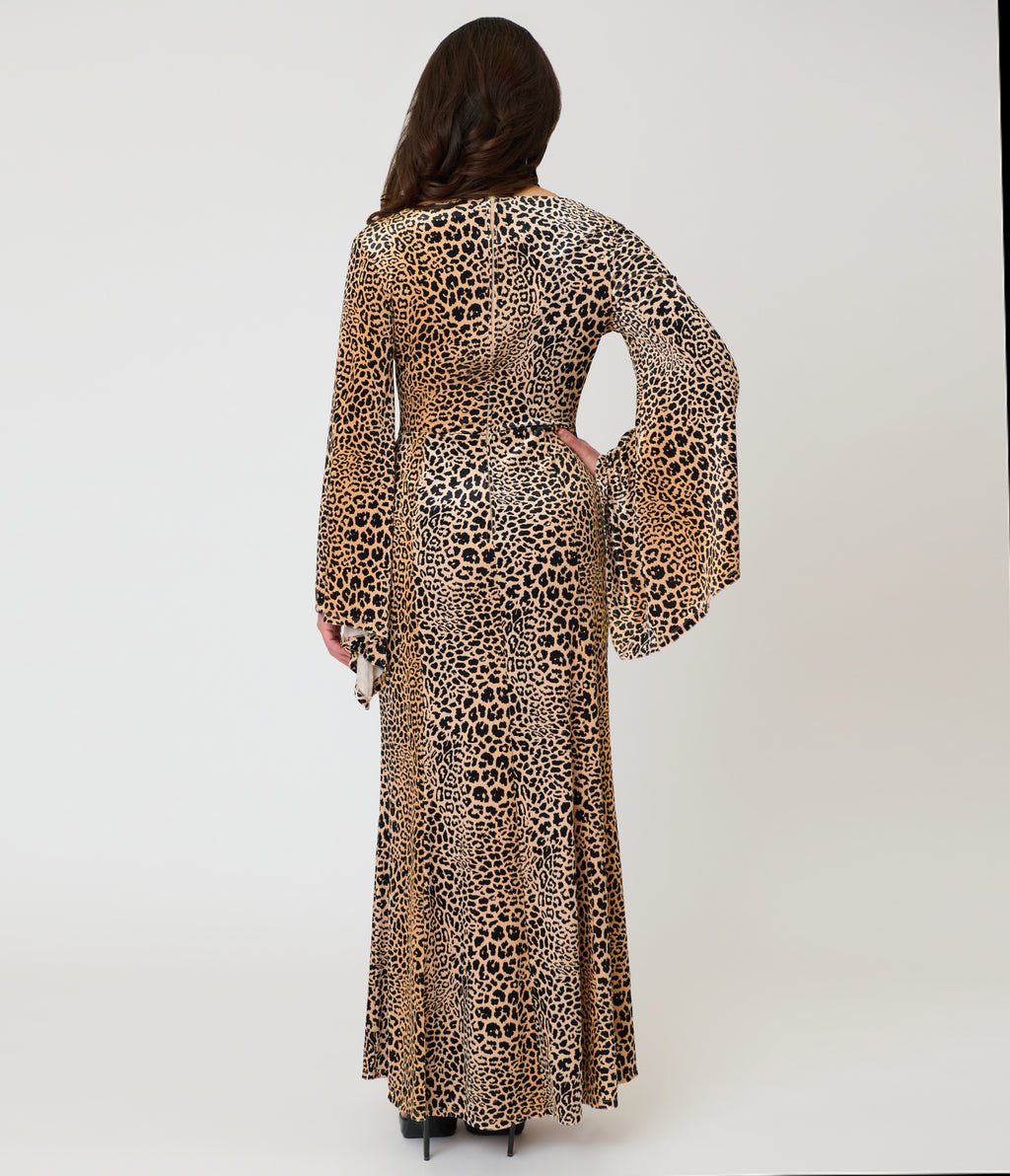 Unique Vintage Leopard Velvet Peggy Maxi Dress
